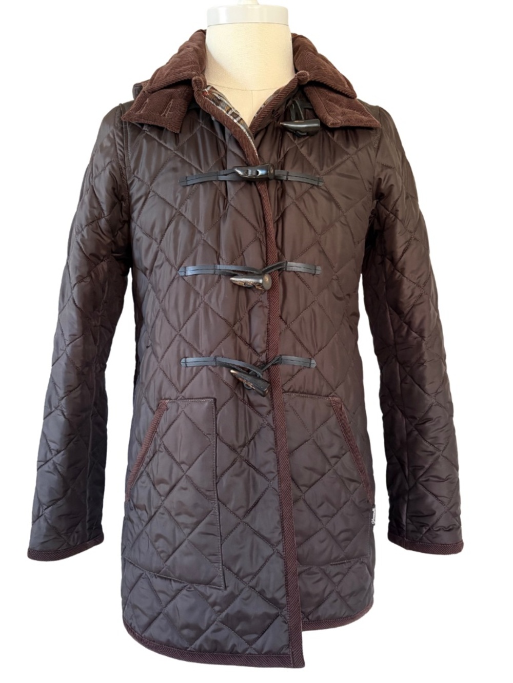 Gloverall x Lavenham Quilted Duffle Coat Brown Size S